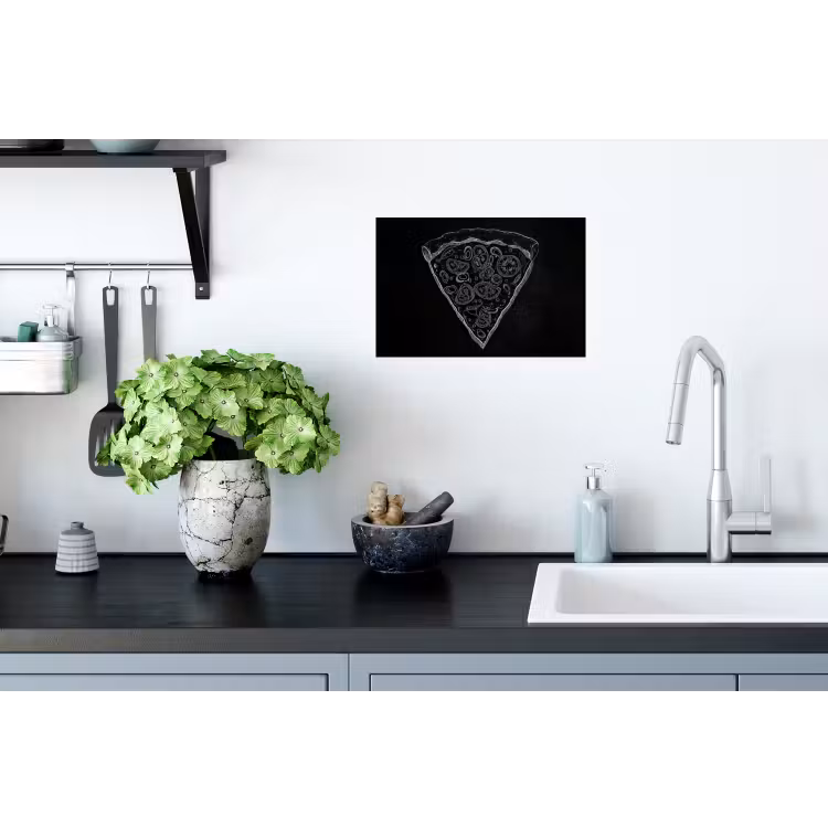 Muursticker - Pizzapunt - Toppings - Krijttekening — 2