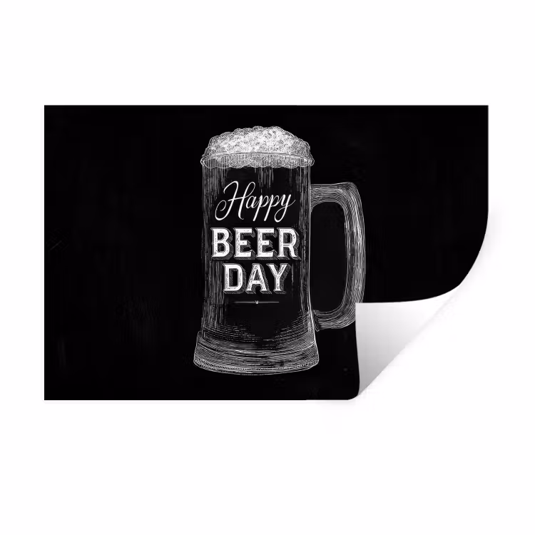 Muursticker - Bierpul - Witte krijtletters - Happy beer day — 1