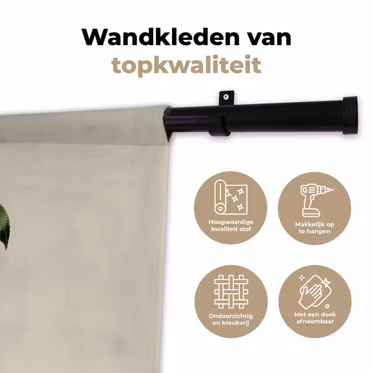 Wandkleed - Cameliabloem - Wit - Groen — 3