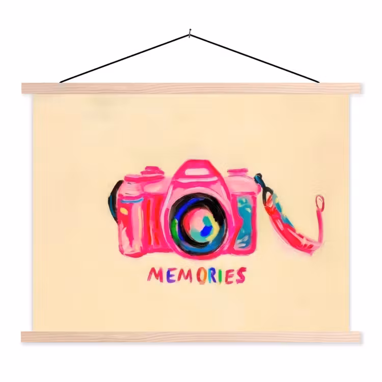 Schoolplaat - Camera - Memories - Roze - Geschilderd — 1