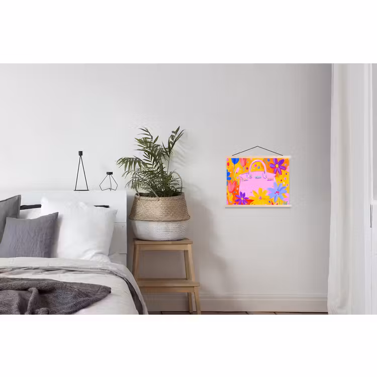Schoolplaat - Tas - Roze - Bloemen — 2