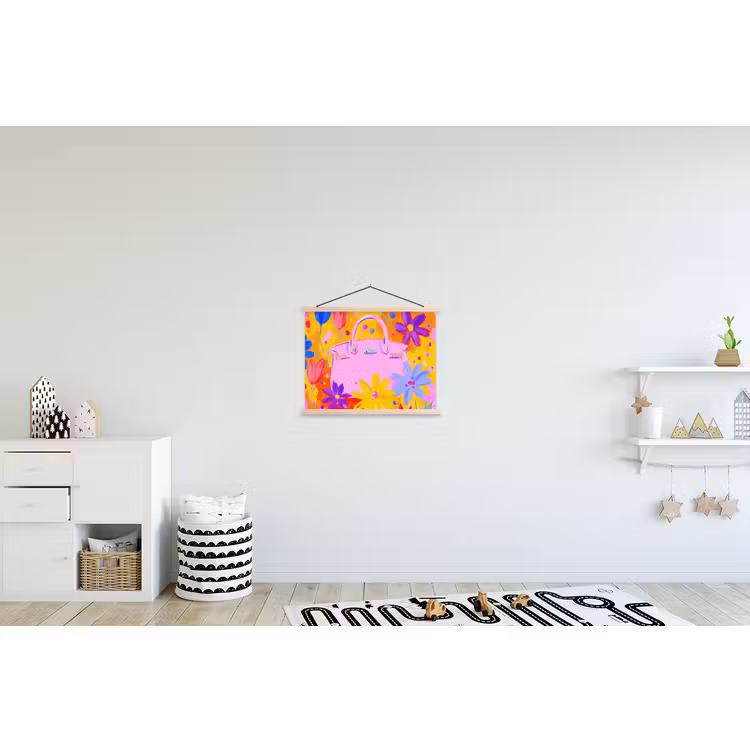 Schoolplaat - Tas - Roze - Bloemen — 3