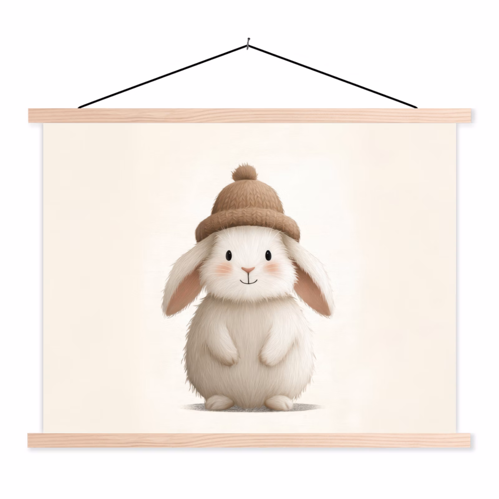 Schoolplaat - Konijn - Muts - Oren - Beige — 1
