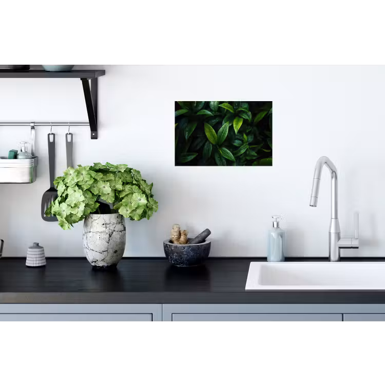 Muursticker - Bladeren - Regendruppels - Licht - Groen — 2