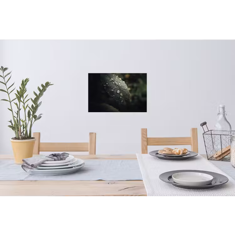 Muursticker - Blad - Groen - Nerven - Regendruppels — 3