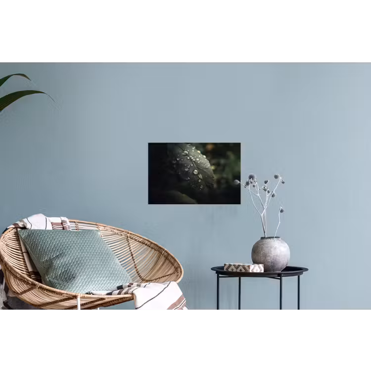 Muursticker - Blad - Groen - Nerven - Regendruppels — 4