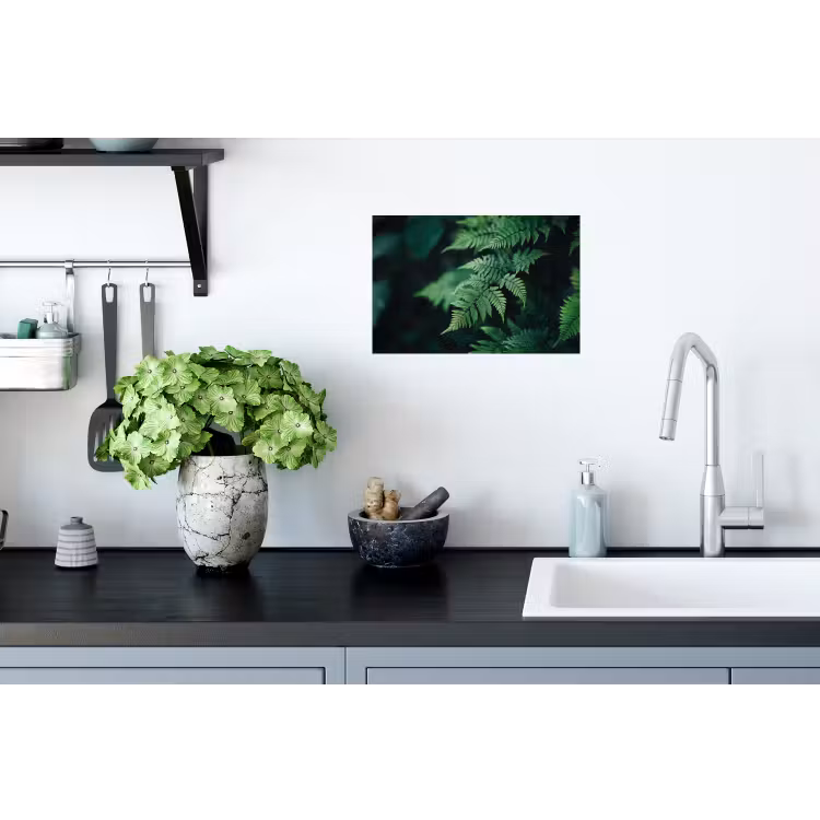 Muursticker - Varenblad - Groen - Structuur - Wazig — 2