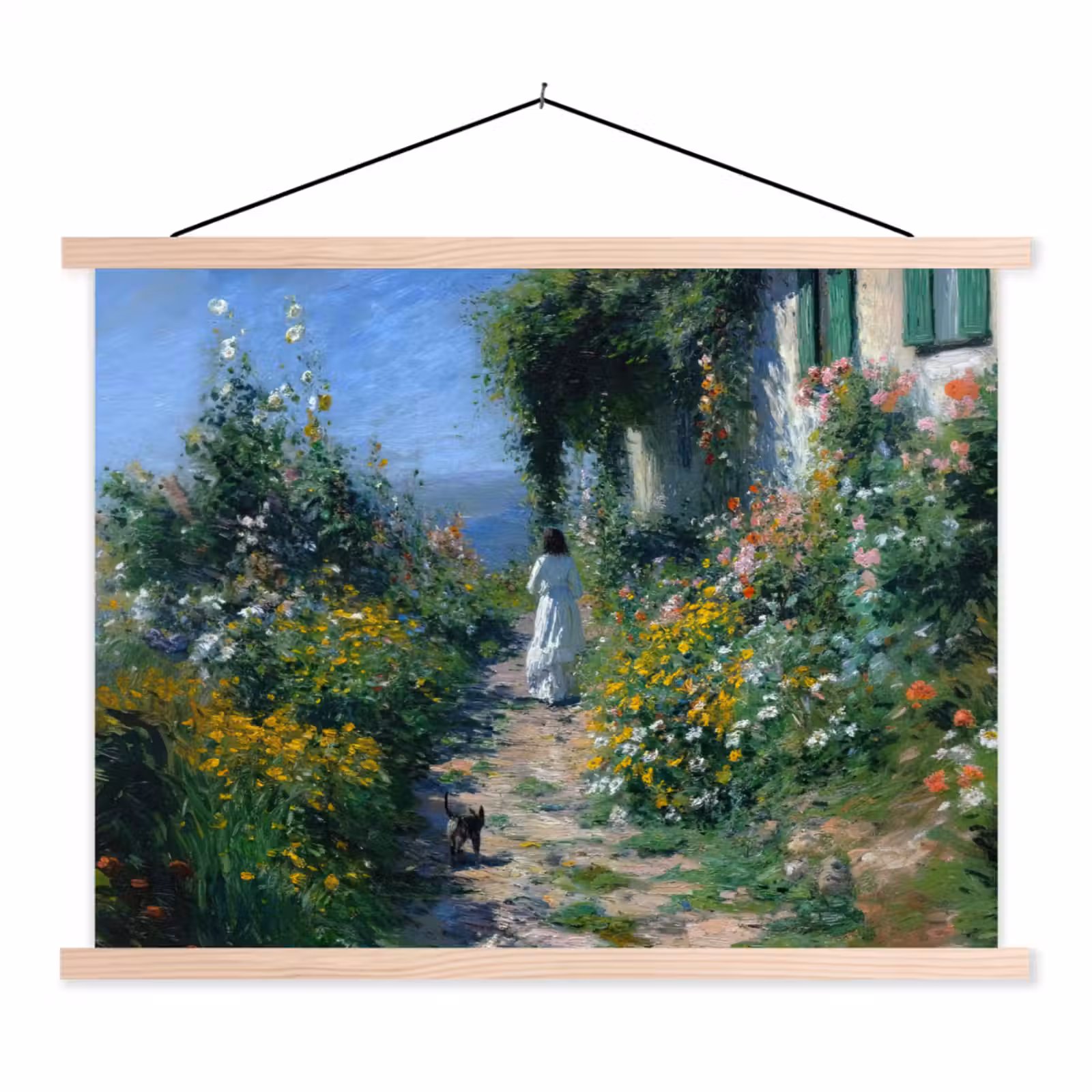 Schoolplaat - Kat - Vrouw - Bloemen - Huis — 1