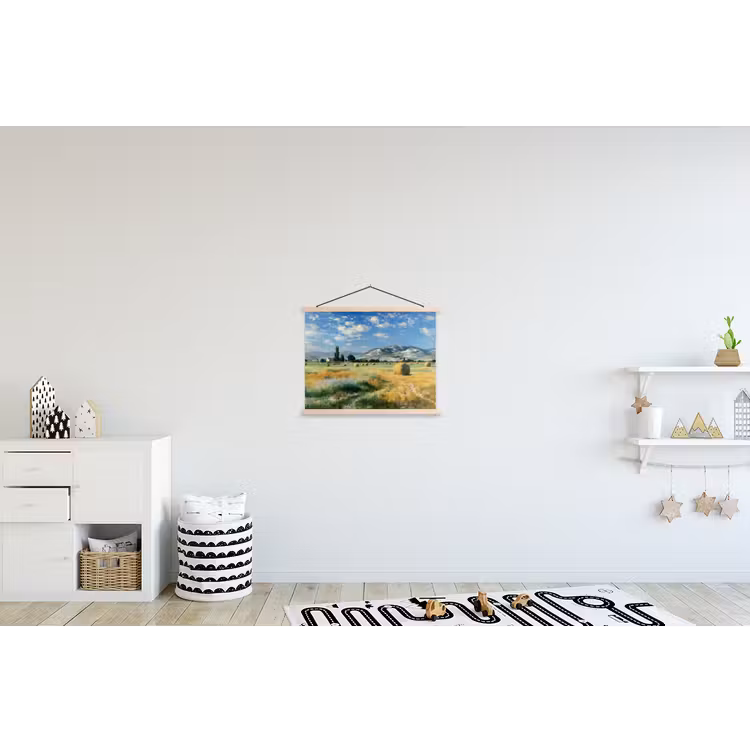 Schoolplaat - Landschap - Strobalen - Bergen - Wolken — 3