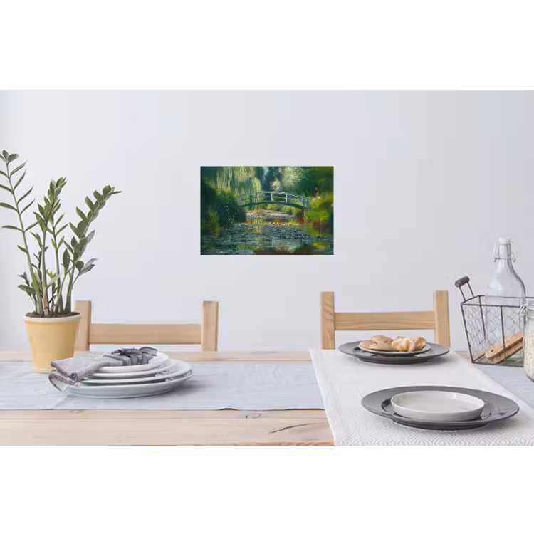 Muursticker - Brug - Hout - Vijver - Waterlelies — 3