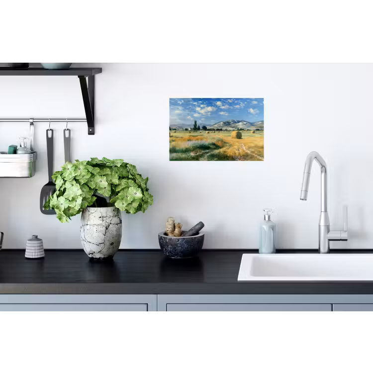 Muursticker - Landschap - Strobalen - Bergen - Wolken — 2