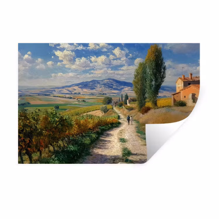 Muursticker - Mensen - Wandelen - Zandpad - Velden — 1