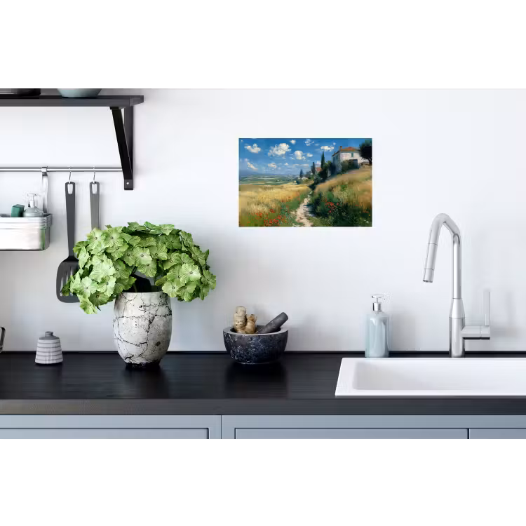 Muursticker - Zandpad - Huis - Bomen - Grasveld — 2