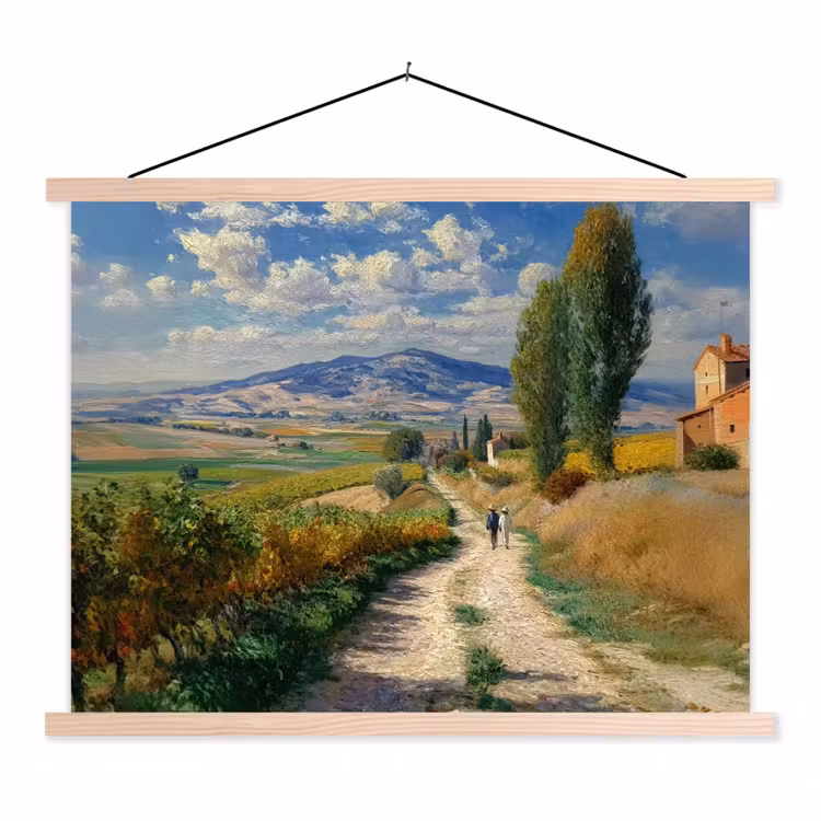 Schoolplaat - Mensen - Wandelen - Zandpad - Velden — 1