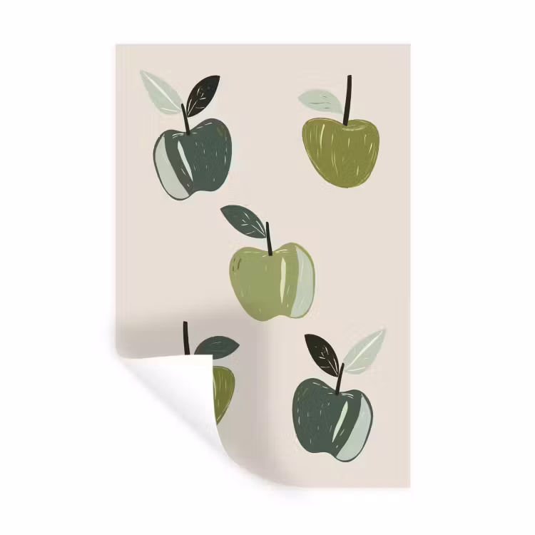 Muursticker - Appels - Groen - Illustratie - Bladeren — 1