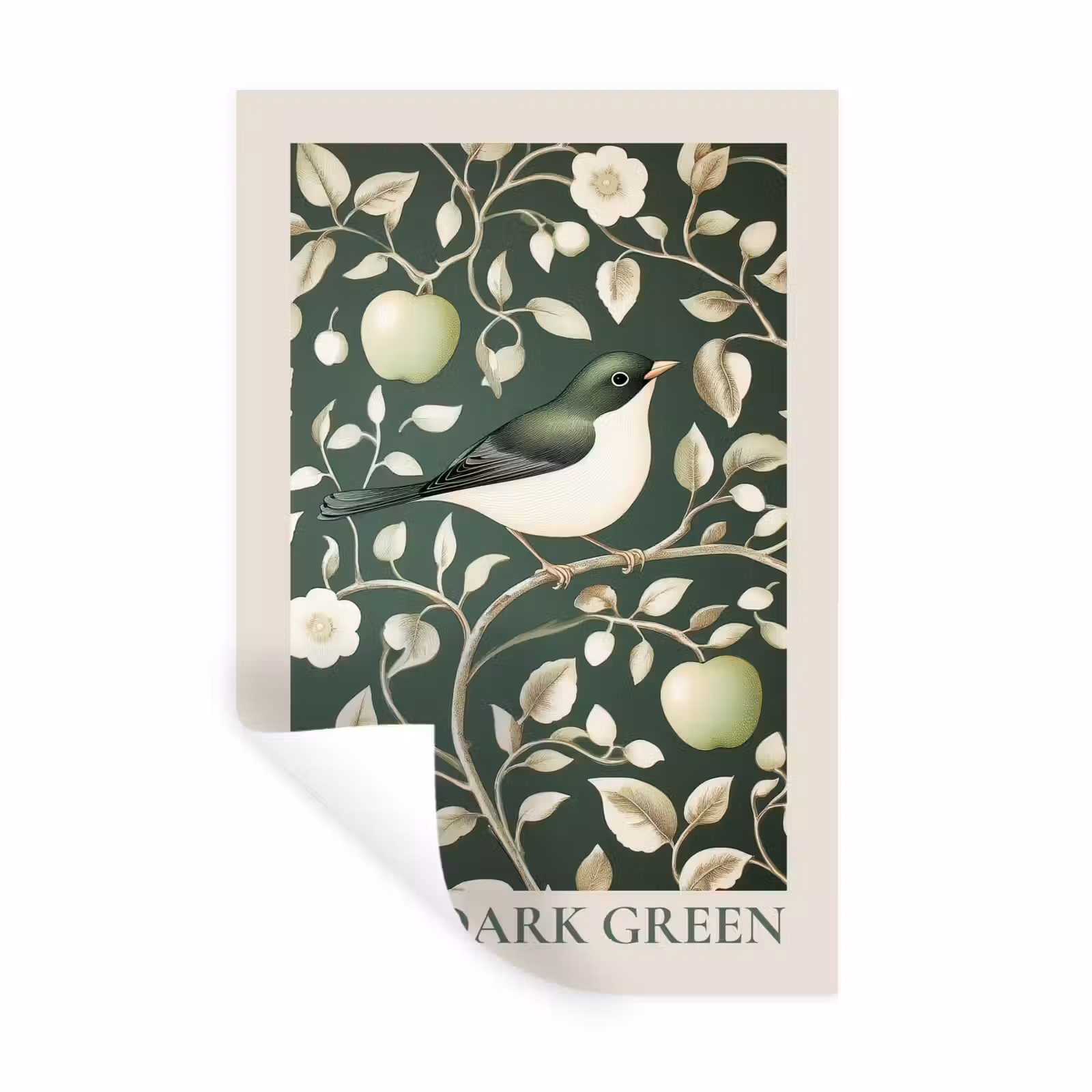 Muursticker - Groen - Vogel - Bloemen — 1