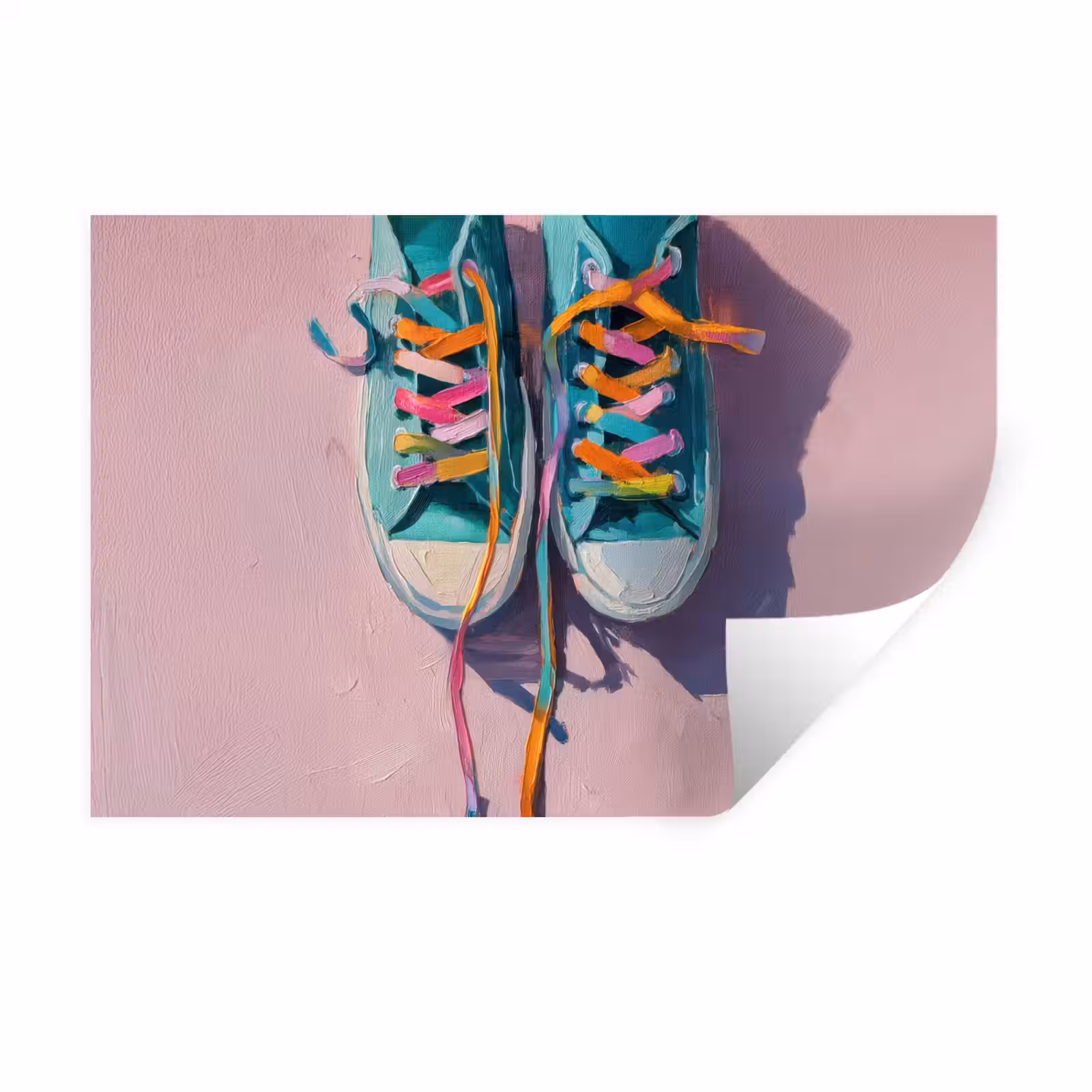Muursticker - Sneakers - Veters - Kleurrijk - Schaduw — 1