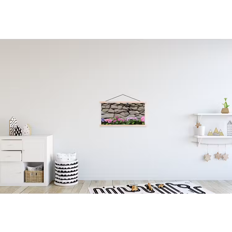 Schoolplaat - Hortensia’s - Stenen - Muur - Bloemen — 3