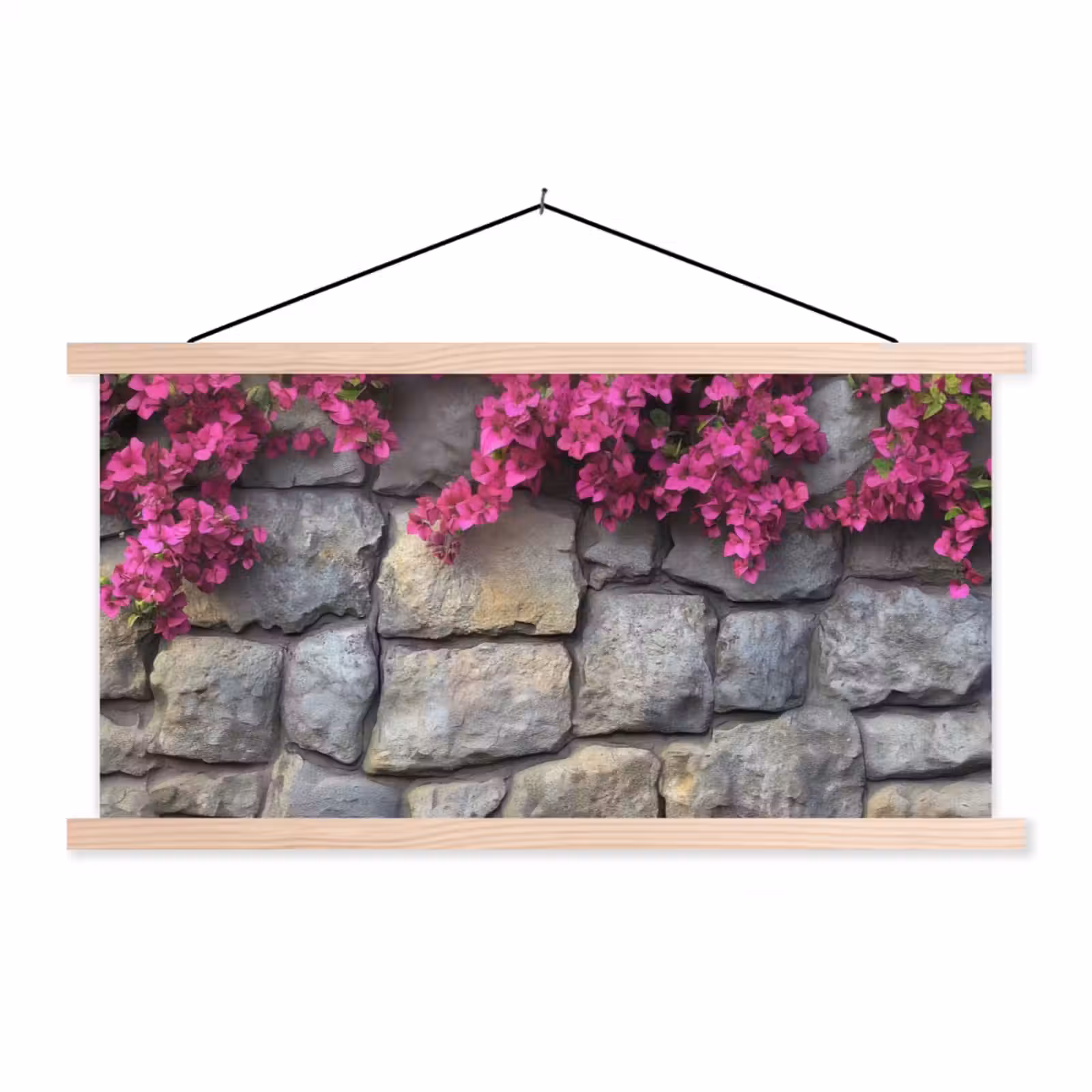 Schoolplaat - Bougainvillea - Stenen Muur - Roze — 1
