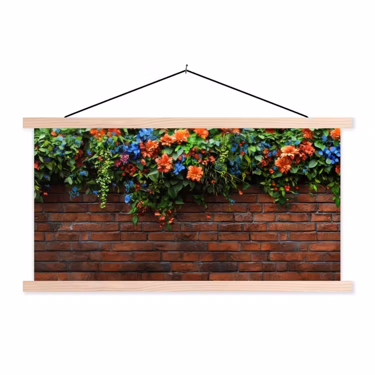 Schoolplaat - Bloemen - Muur - Groen - Oranje — 1