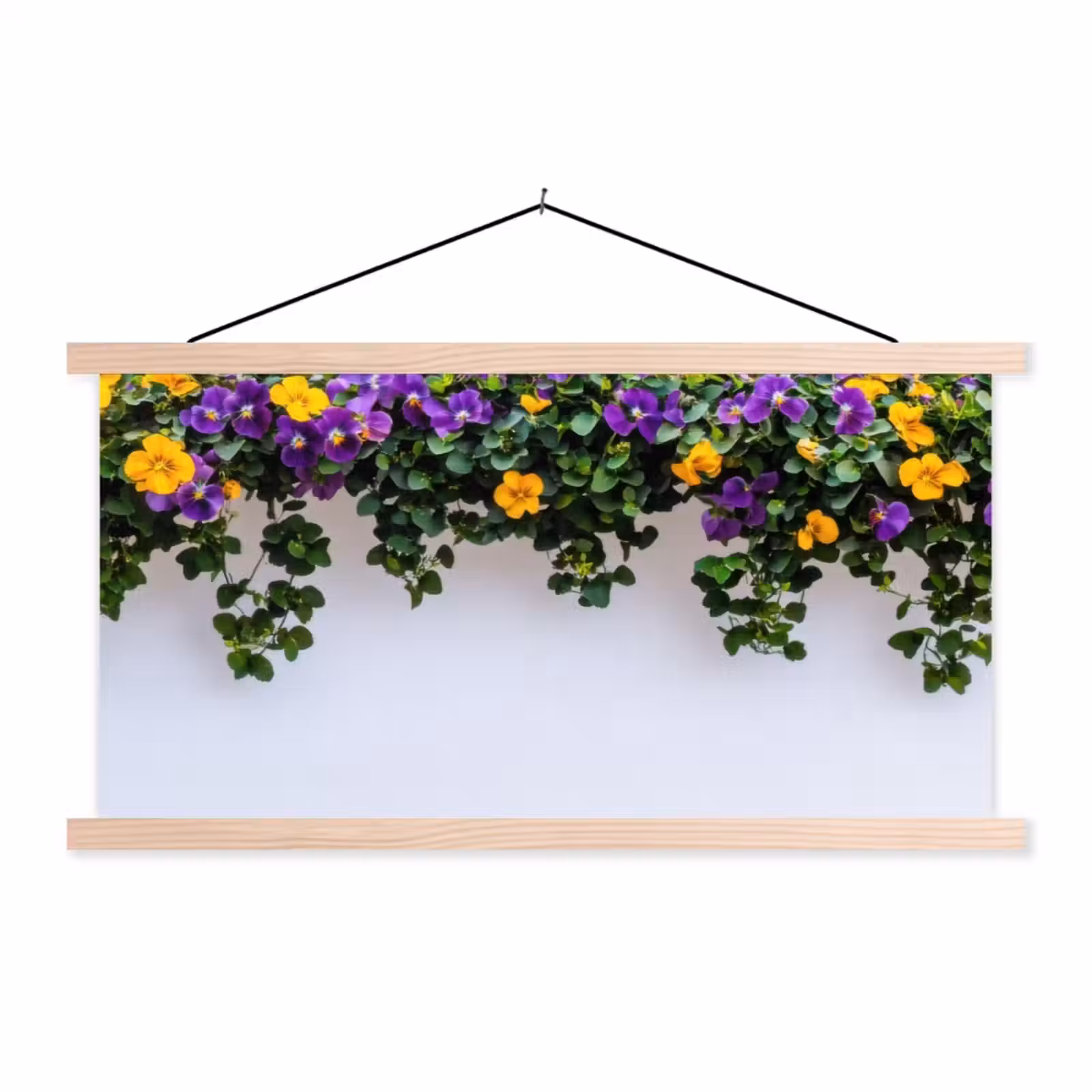 Schoolplaat - Bloemen - Muur - Geel - Paars — 1