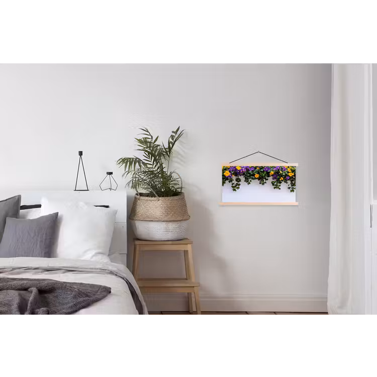 Schoolplaat - Bloemen - Muur - Geel - Paars — 2