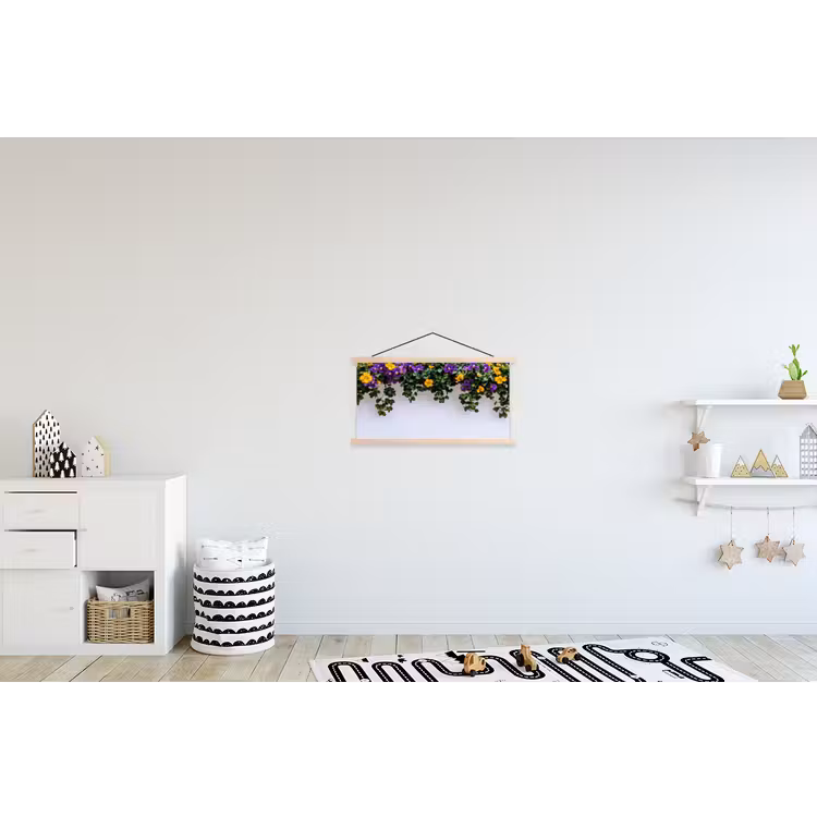 Schoolplaat - Bloemen - Muur - Geel - Paars — 3