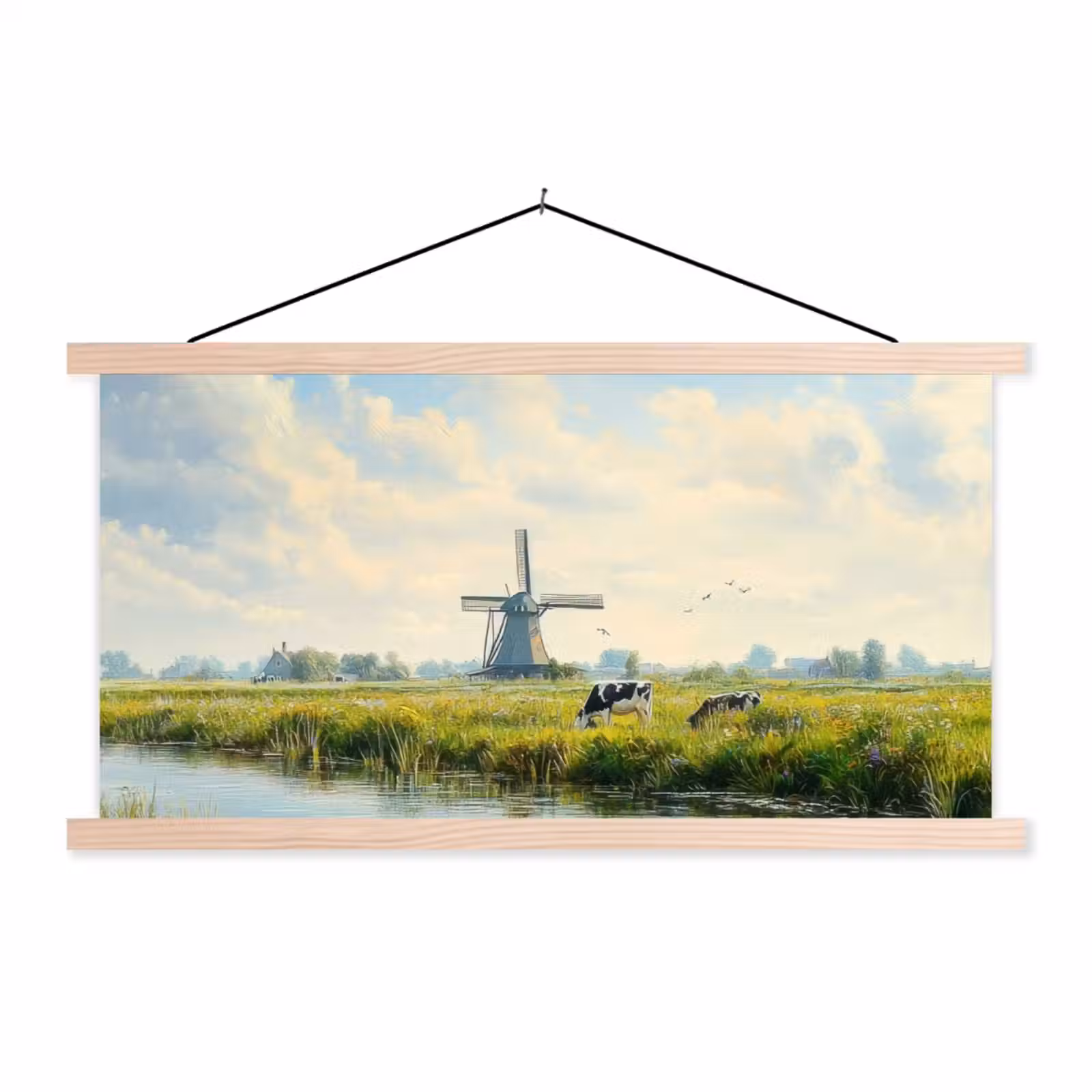 Schoolplaat - Koeien - Windmolen - Weide - Blauw — 1