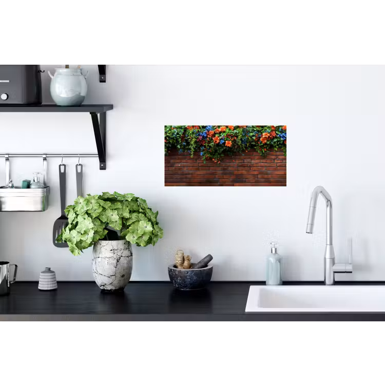 Muursticker - Bloemen - Muur - Groen - Oranje — 2