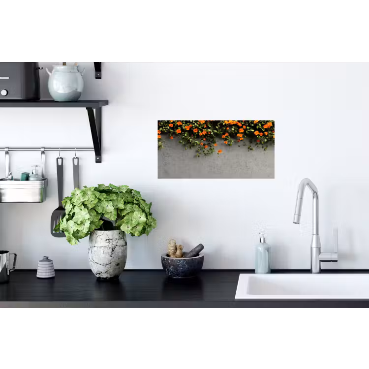 Muursticker - Bloemen - Muur - Oranje — 2
