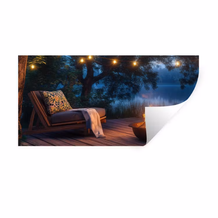 Muursticker - Kampvuur - Meer - Avondlicht — 1