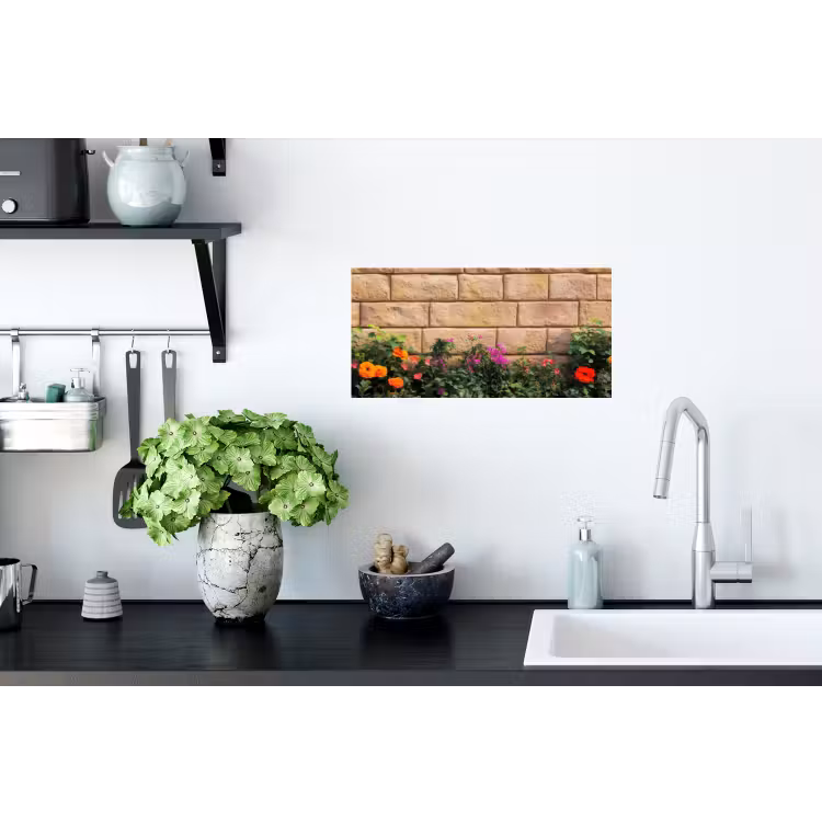 Muursticker - Bloemen - Bakstenen - Kleurrijk — 2