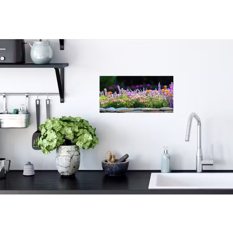 Muursticker - Bloemen - Steenrand - Kleurrijk — 2