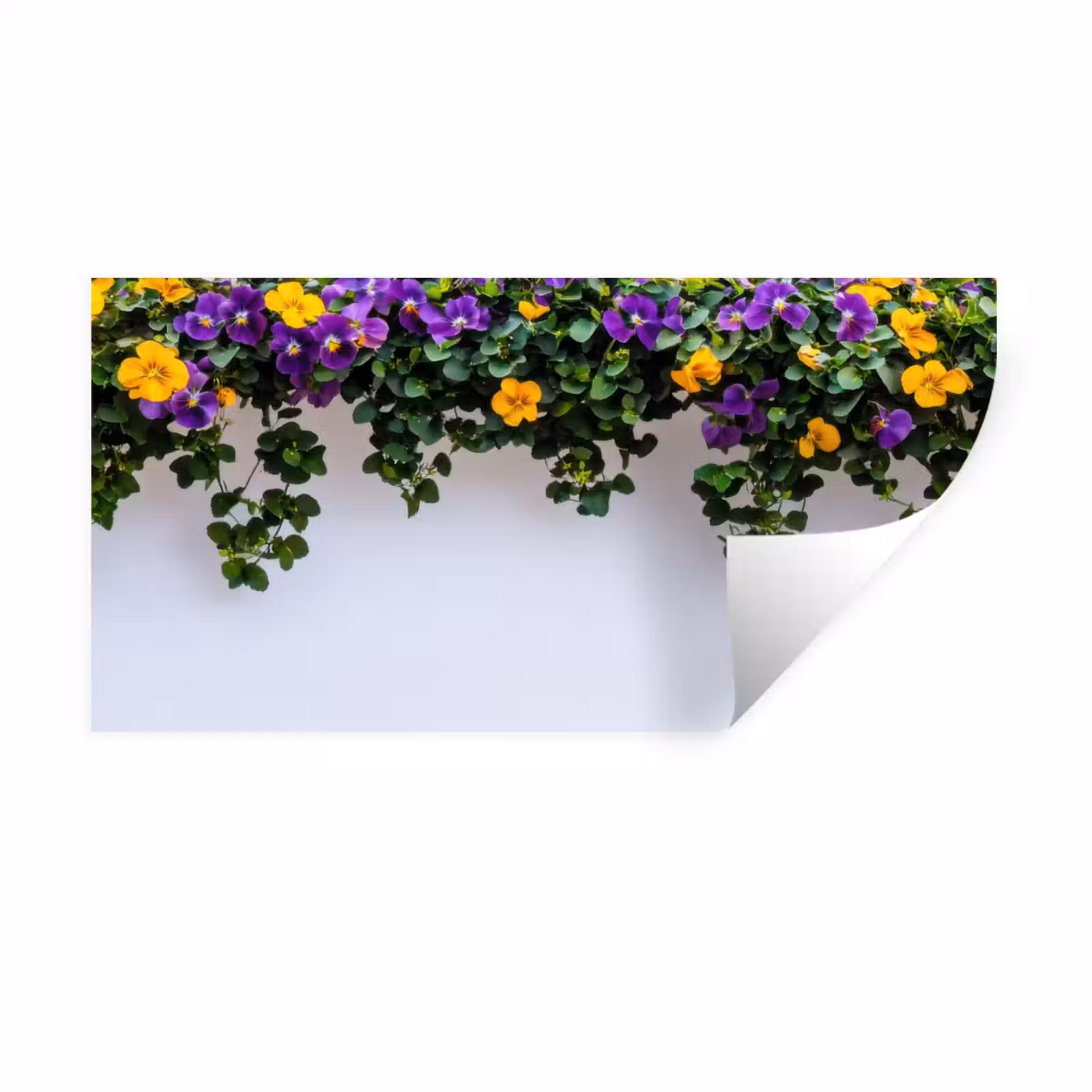 Muursticker - Bloemen - Muur - Geel - Paars — 1