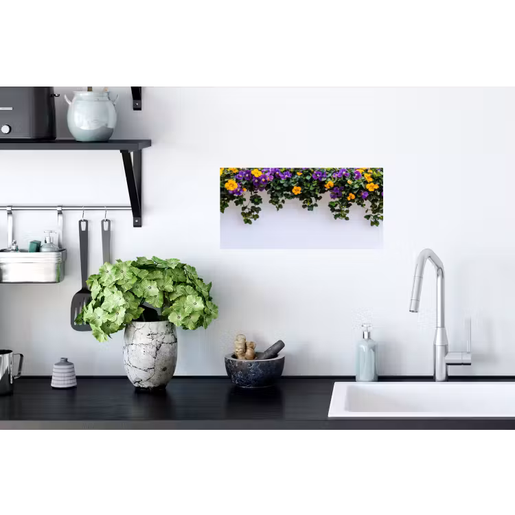 Muursticker - Bloemen - Muur - Geel - Paars — 2
