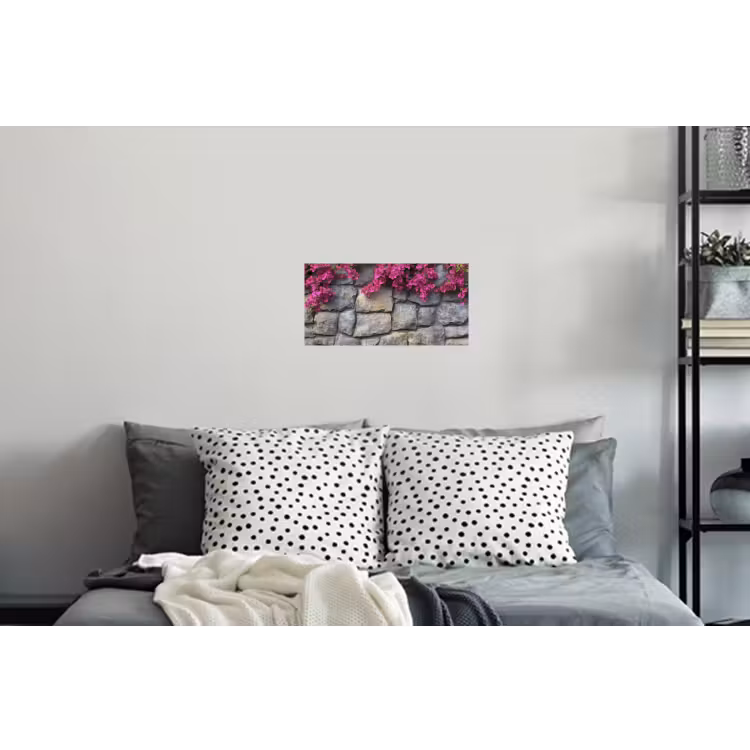 Muursticker - Bougainvillea - Stenen Muur - Roze — 5