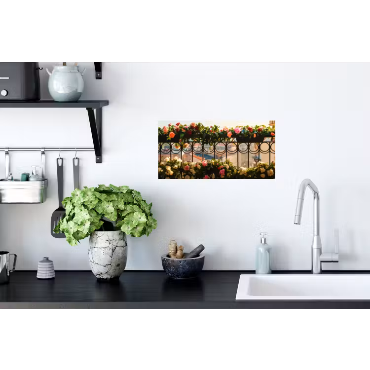 Muursticker - Bloemen - Hek - Stadszicht - Zomer — 2