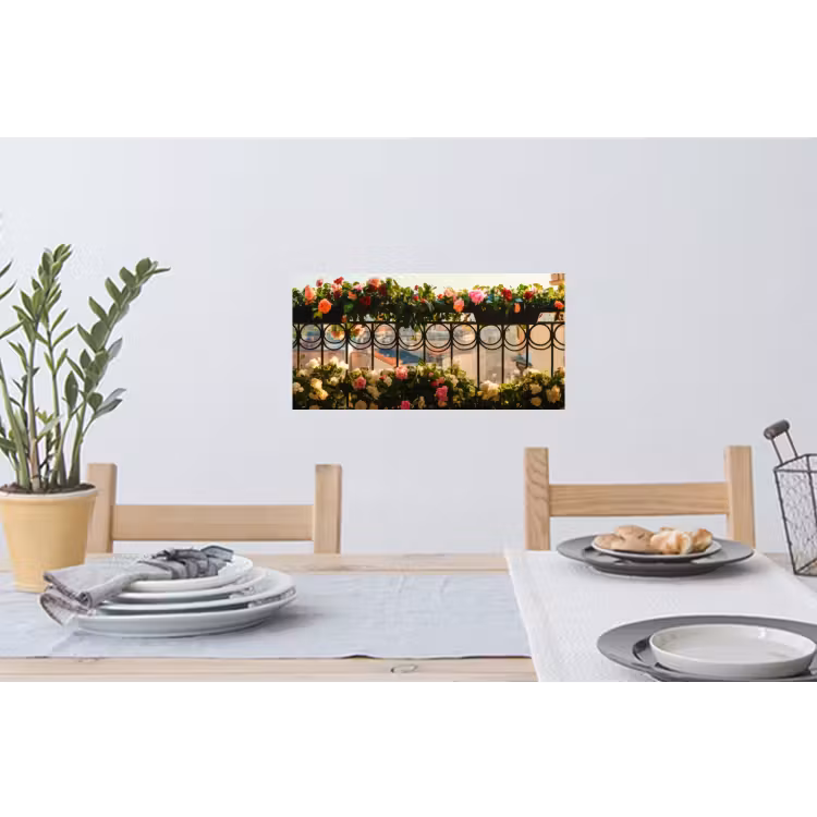 Muursticker - Bloemen - Hek - Stadszicht - Zomer — 3