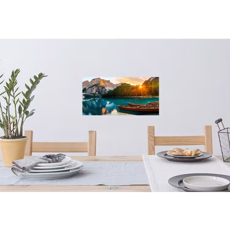 Muursticker - Meer - Bergen - Zonsondergang - Boot — 3