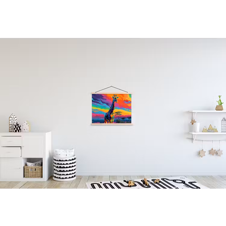 Schoolplaat - Giraffe - Savanna - Lucht - Gekleurd — 3