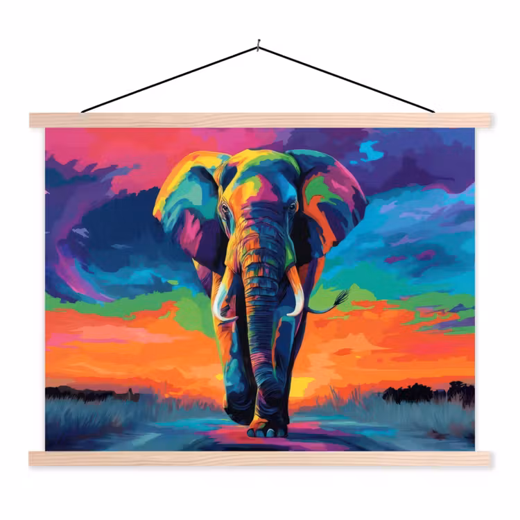 Schoolplaat - Olifant - Kleurrijk - Lucht - Abstract — 1