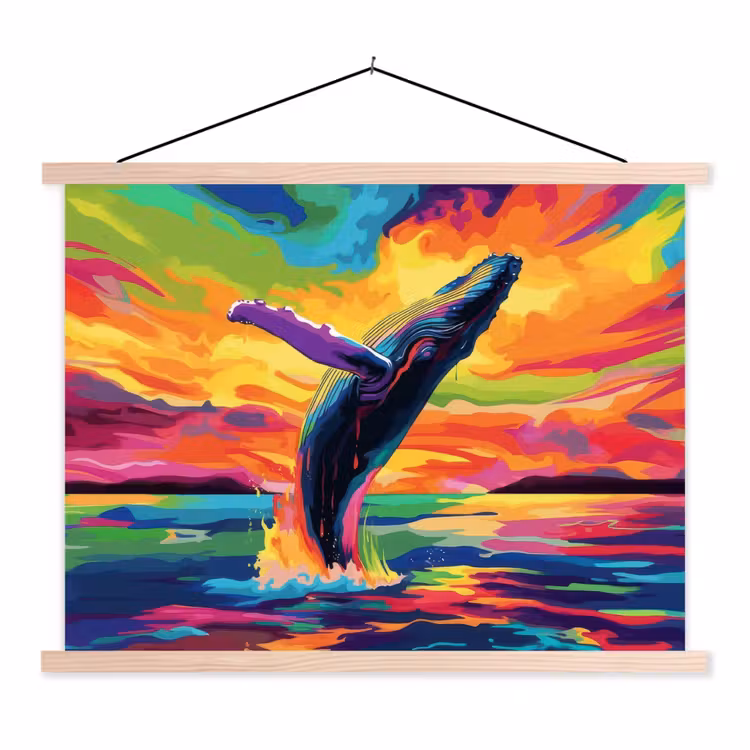 Schoolplaat - Zonsondergang - Walvis - Geschilderd - Kleurrijk — 1