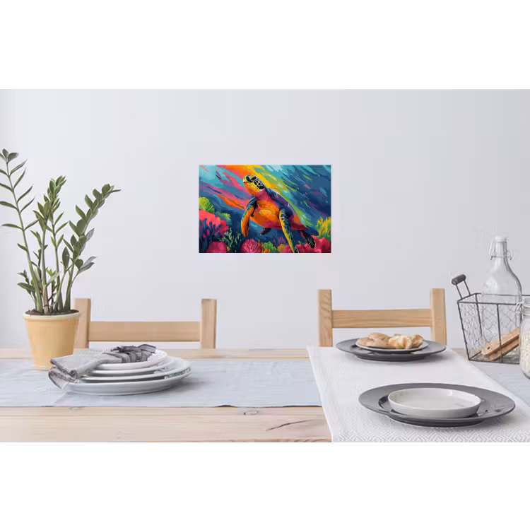Muursticker - Koraal - Schildpad - Abstract - Water — 3