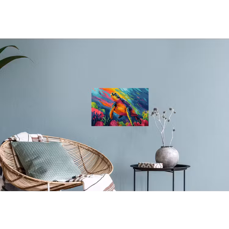 Muursticker - Koraal - Schildpad - Abstract - Water — 4