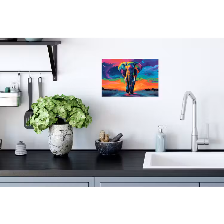 Muursticker - Olifant - Kleurrijk - Lucht - Abstract — 2