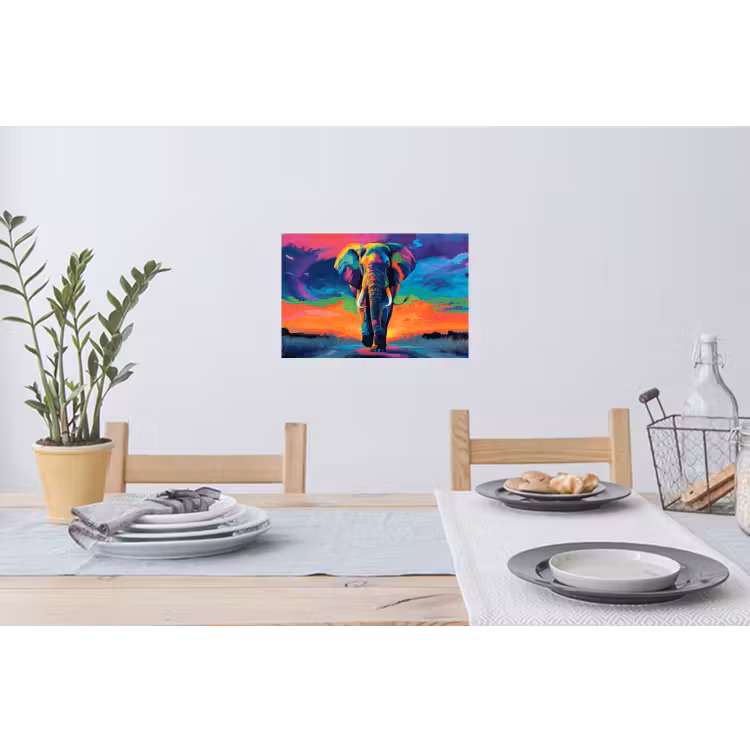 Muursticker - Olifant - Kleurrijk - Lucht - Abstract — 3