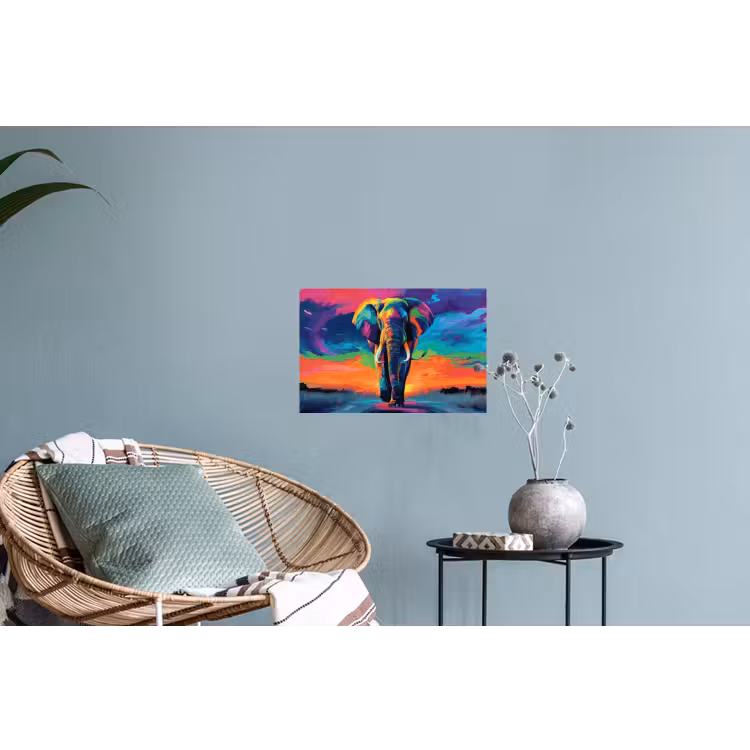 Muursticker - Olifant - Kleurrijk - Lucht - Abstract — 4
