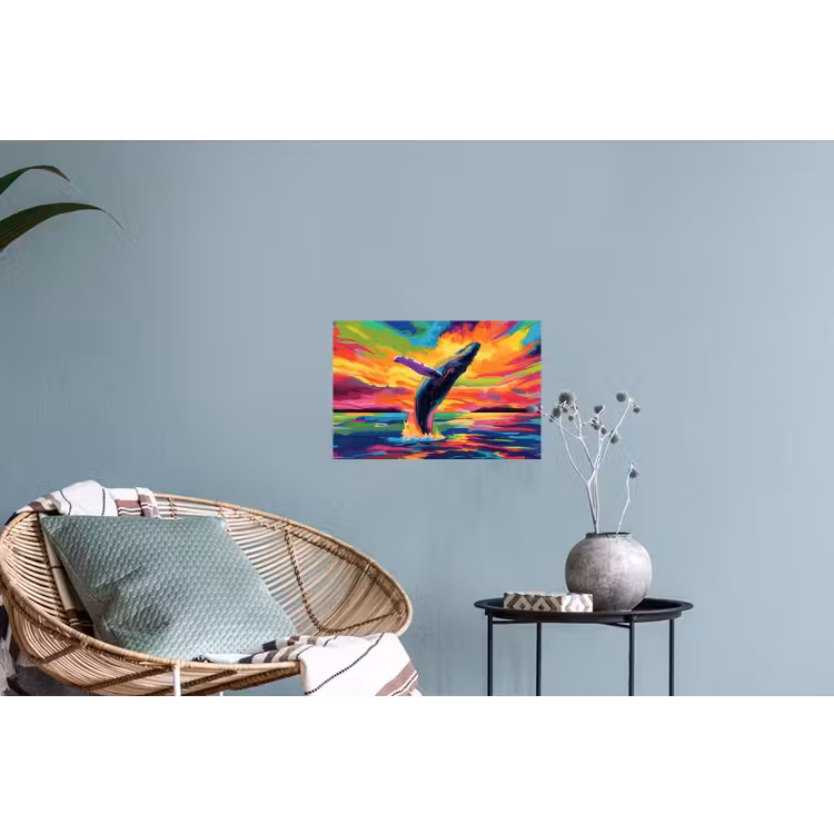 Muursticker - Zonsondergang - Walvis - Geschilderd - Kleurrijk — 4