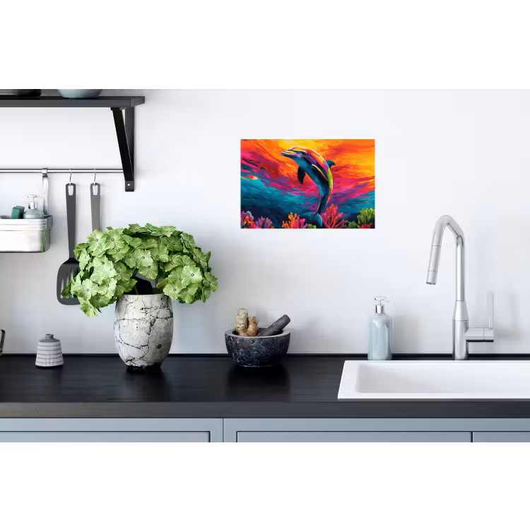 Muursticker - Dolfijn - Kleurrijk - Oceaan - Koraal — 2
