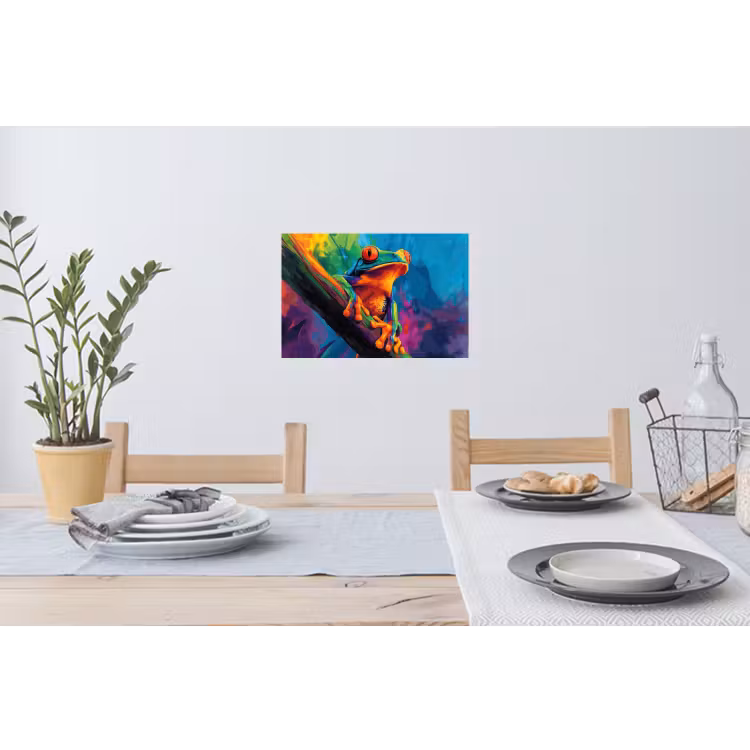 Muursticker - Kikker - Felgekleurd - Tak - Regenboog — 3